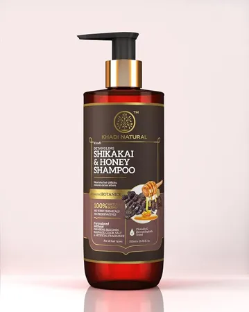 Khadi Natural Shikakai Honey Shampoo Detangles hair Makes hair manageable Protect from hair build up Suitable for all hair types Powered Botanics 310ml