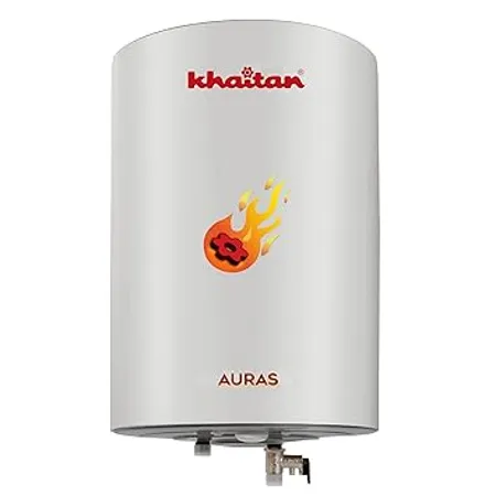 Khaitan Aurus 5 Star Rated Storage Water Heater Geyser with Advanced Safety Features Wall Mounting White 10 Ltr 