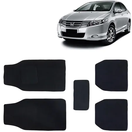 Kingsway Carpet Style Universal Car Mats for Honda City 2009 2013 Model Black Color Anti Slip Car Floor Foot Mats Complete Set of 5 Piece Executive Series