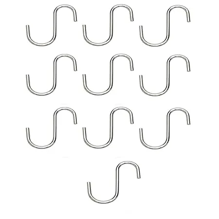 Klaxon Stainless Steel S Hook for for Clothes Curtain Hanger Silver Pack of 10