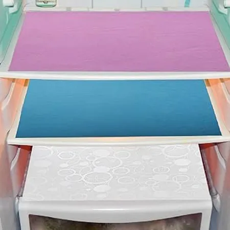 Kuber Industries Circle Design 3 Piece PVC Refrigerator Drawer Mat Set 19 x13 Multicolour