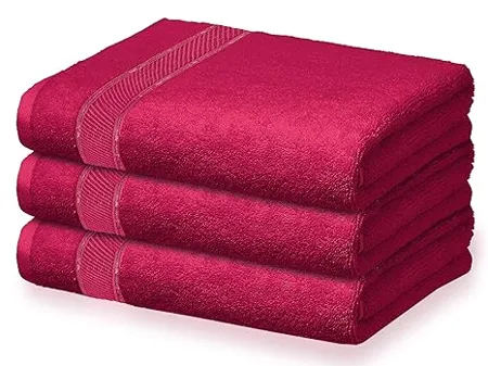 Kuber Industries Cotton Style Premium 3 Pieces Bath Towel 500 GSM Maroon 