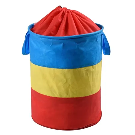 Kuber Industries Round Laundry Basket Non Woven Laundry with Dori Clothes Hamper Foldable Laundry Bag with Handle Laundry Basket 45 Liter Multicolor