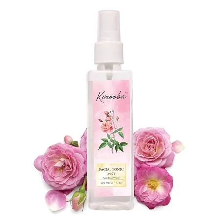 Kurooba Rose Water 100 Pure Natural Distilled from finest Kannauj Roses Gulab Jal Face Toner Rose Water Spray Facemist Makeup Remover Balances Skin Ph Levels For Men and Women 110 ml 