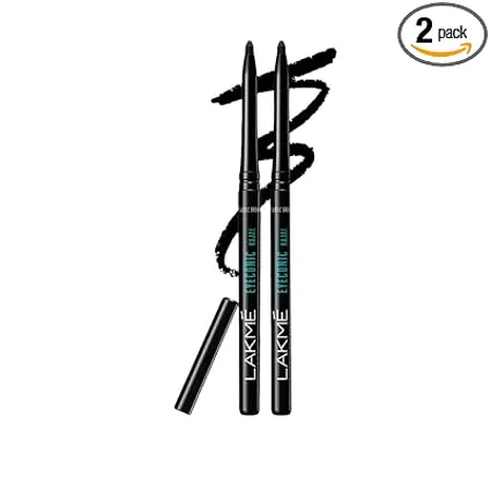LAKM Eyeconic Black Kajal 0 35 g Combo Pack of 2 Matte Kohl Liner in a Twist Up Pencil Waterproof Smudge Proof Long Lasting Eye Makeup
