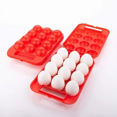 LEAWALL Portable Plastic Egg Holder Carrier Storage Box for 12 Eggs 1 Piece Multicolour 