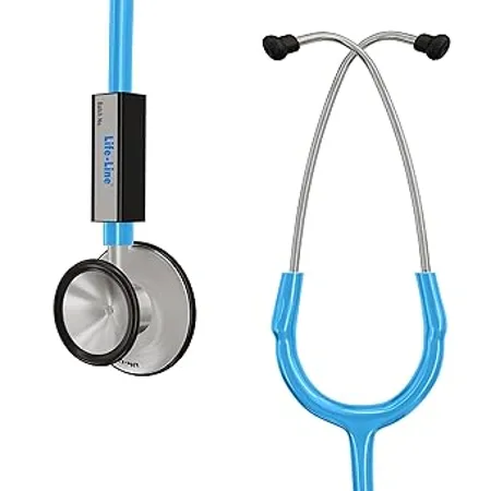 LIFE LINE Junior Stethoscope Light Blue Single Diaphragm Aluminum Sand finish Chest Piece for Adult Y Tube Suitable for Doctors Nurses Students