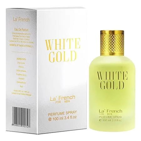 La French White Gold Perfume for Men 100ml Premium Long Lasting Mens Perfume Scent Date night fragrance Body Spray for Men Gift for Husband Boyfriend 