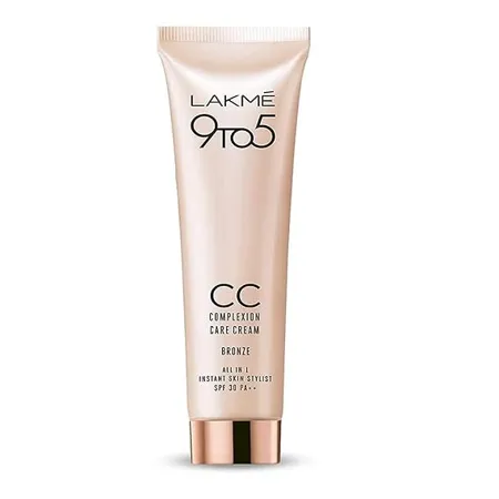 Lakme 9to5 CC Cream with SPF30 PA Bronze Enriched with 3 Niacinamide Conceals Dark Spots Brightens Skin Lightweight Moisturizer Foundation 30 g
