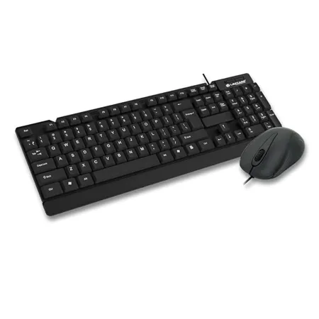 Lapcare E9 Wired Keyboard and Mouse Set with Adjustable Bracket Long Button Life Ergonomic and Lightweight Design Black