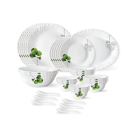 Larah By Borosil Oval Opalware Dinner Set 33 Pcs White