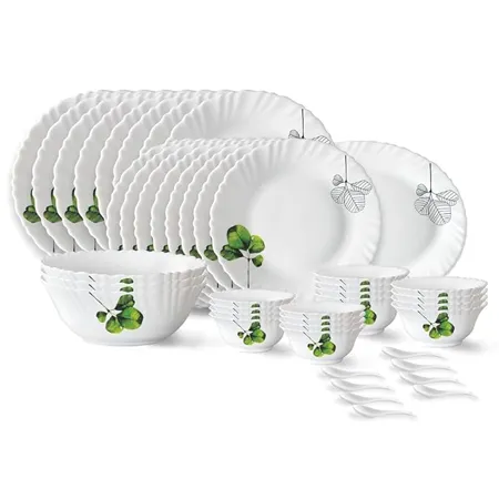 Larah By Borosil Oval Opalware Dinner Set 44 Pcs White