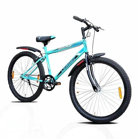 Leader Scout MTB 26T Mountain Bicycle Bike Without Gear Single Speed for Men Sea Green Ideal for 10 Years Frame Size 18 Inches