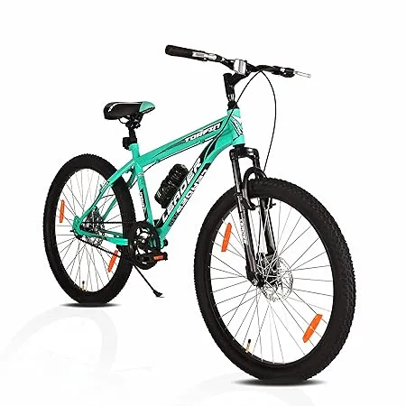 Leader TORFIN MTB 26T Mountain Bicycle Bike Without Gear Single Speed with Front Suspension and Dual Disc Brake for Men Ideal for 10 Years Frame 18 Inches 26T SEA Green Black 