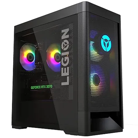 Lenovo Legion Tower 5 Gaming Desktop AMD Ryzen 7 5800 16GB 512GB SSD 2TB HDD Win11 NVIDIA RTX 3070 8GB GDDR6 Legion ColdFront 2 0 Cooling ARGB Lighting with 16 Million Colors Transparent Side Panel 