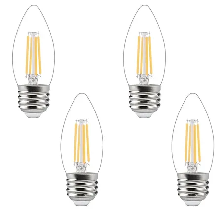 Lexton 4W 220V Candle Shape E27 Base LED for Home Light fixtures Decoration Suitable for Wall Lamp Hanging Lamp Chandelier Cool White 2700K 4 Pieces 