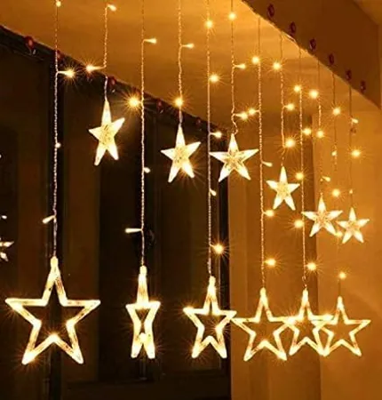 Lexton Multicolour 12 Stars Curtain Light with Flickering Controller Warm White 