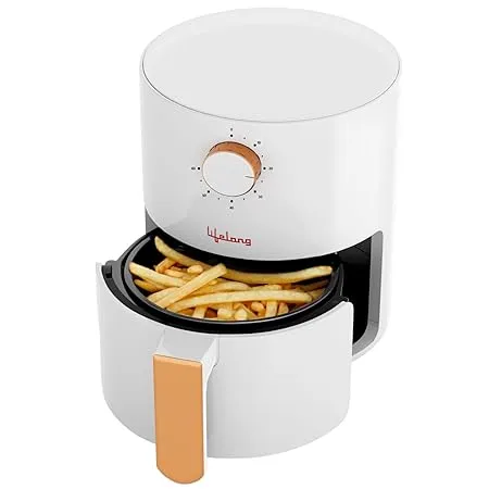 Lifelong 2 5L Air Fryer For Home With Timer Control Fry Bake Roast Toast Defrost Grill Reheat Hot Air Circulation Technology White Llhf25 2 5 liters