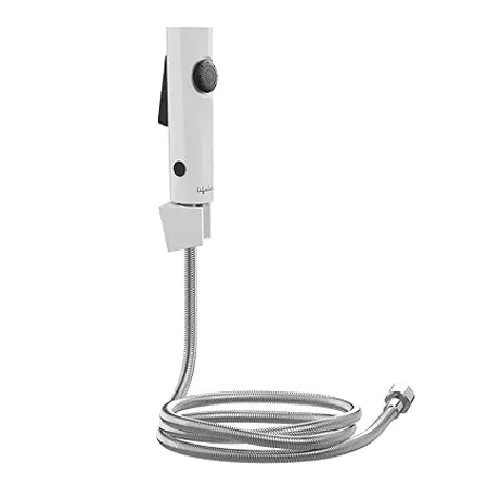 Lifelong ABS Health Faucet with SS 304 Grade 1 25 Meter Flexible Hose Pipe and Wall Hook White Jet Spray for Toilet Polished LLBAHF14