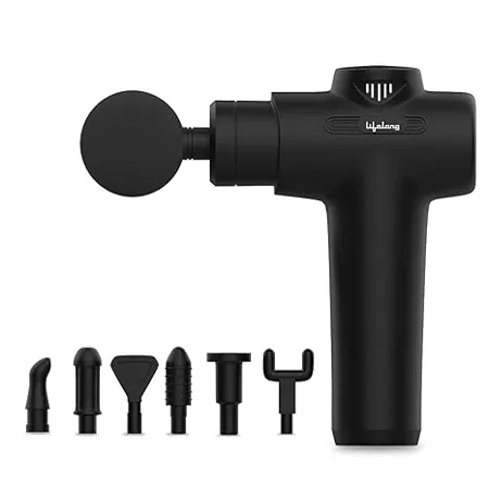 Lifelong Handheld Massager 7 Detachable Massage Heads 6 Speed Settings Battery with Up to 4 Hours Back Up Relieves Pain Black LLGM109 
