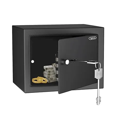 Lifelong Home Safe Locker with Key for Home 8 6 Litre Capacity 3 Live Bolts 5mm Sturdy Metal Door LLHSM01 Black 