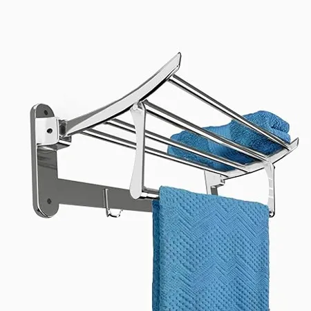 Lifelong LLBATR09 Stainless Steel Folding Towel Rack for Bathroom Towel Stand Hanger Bathroom Accessories 18 Inch Chrome 