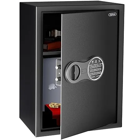 Lifelong LLHS20 56 Litres Home Safe Electronic Locker Digital Security Safe for Home Office with Motorized Locking Mechanism 2 Cubic Feet 1 Year Warranty Black 
