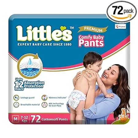 Little s Comfy Baby Pants Premium 12 Hours Absorption Wetness Indicator Cotton Soft Medium 72 Count