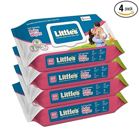 Little s Soft Cleansing Baby Wipes Lid 80 Wipes Pack of 4 