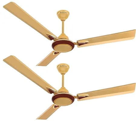 Longway Starlite 1 1200mm 48 inch High Speed Anti dust Decorative 5 Star Rated Ceiling Fan 400 RPM with 3 Year Warranty Golden Beige Pack of 2 