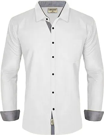 LookMark Men s Cotton Blend Stitched Solid Full Sleeve Shirt