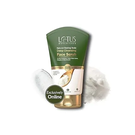 Lotus Botanicals Baking Soda Deep Cleansing Face Scrub Oil Control Anti Acne Sulphate Silicon Chemical Free For Normal Oily or Combination Skin 100g