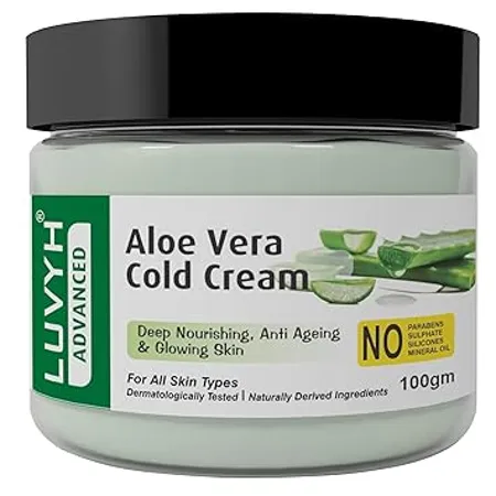 Luvyh Aloe Vera Cold Cream and Winter Cream for Women and Men 100g Organic Non Toxic AloeVera for Acne for Scars Glowing Radiant Skin Treatment for Dry Oily and All Skin Types