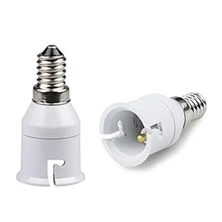 M2 Look E14 to B22 Bulb Convertor Holder Lamp Base Socket Bulb Adapter Converter for Metal ED Halogen CFL LED Halogen CFL Light Bulb Lamp Base Adapter Copper White Pack of 2