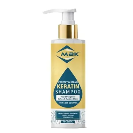 MBK Keratin Hair Fall Control Shampoo Conditioner Ultra Smoothing Shampoo Niacinamide Biotin Argon Oil Shea Butter Caffeine Paraben