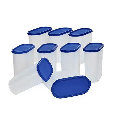 Mahaware Modular Oval Plastic Kitchen Container Set 1800ml Set of 9 Blue