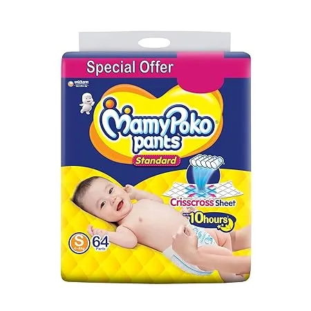 MamyPoko Pants Standard Baby Diapers Small S 64 Count 4 8kg