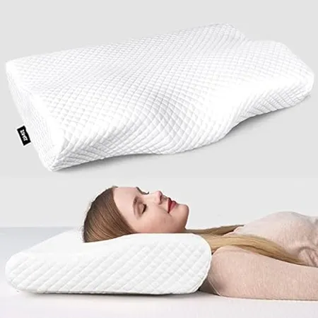 Memory Foam Pillow Orthopedic Pillow for Neck Pain Pillow for Neck Pain Cervical Contour Memory Foam Pillow for Neck Pain and Shoulder Pain with Removable Cover Pack of 1 