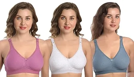 MiEstilo Women s Cotton Blend Non Padded Wirefree T Shirt Bra Combo