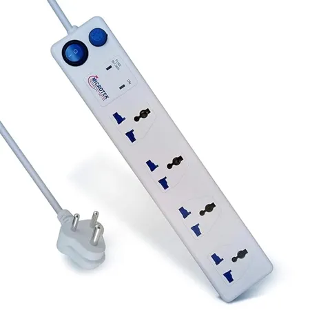 Microtek Plastic High Neck Spike Guard 1 5m Extension Cord 4 Sockets 6A 1500W with 1 Switch White 