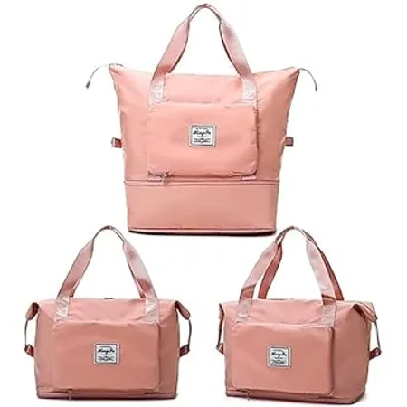Misti Foldable Travel Duffel Bag Large Capacity Folding Travel Bag Travel Lightweight Waterproof Carry Luggage Bag 40 x 23 x 45cm Multicolor Peach 