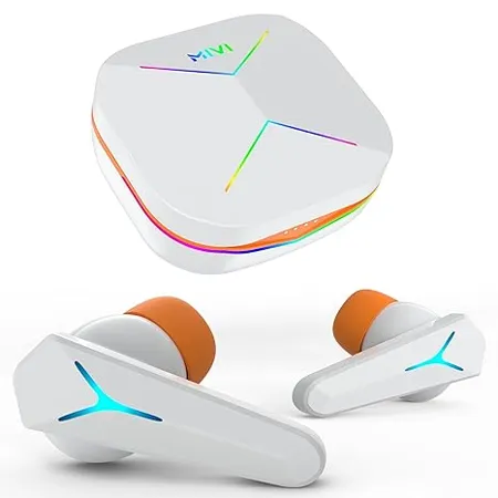 Mivi Commando Q9 Gaming TWS with Aurora Light Dual RGB 13mm Electro Dynamic Drivers 72Hrs Playtime 35MS Low Latency Type C Charging Quad Mic ENC Made in India Gaming Earbuds White