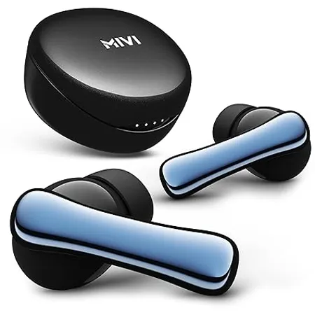 Mivi DuoPods A850 AI ENC TWS with HDCalls Technology 13mm Rich Bass Drivers 50Hrs Playtime Low Latency Type C Fast Charging Clear Audio Quality Made in India Earbuds GalaxyBlack