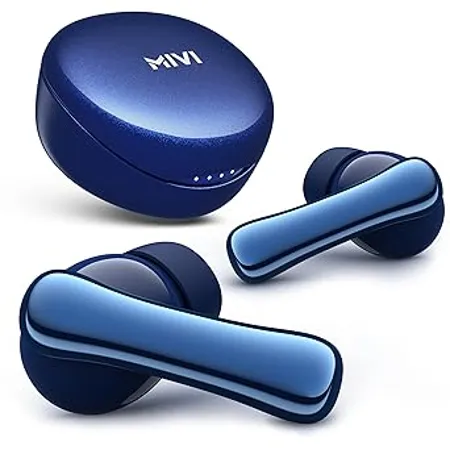 Mivi DuoPods A850 AI ENC TWS with HDCalls Technology 13mm Rich Bass Drivers 50Hrs Playtime Low Latency Type C Fast Charging Clear Audio Quality Made in India Earbuds Jazzy Blue