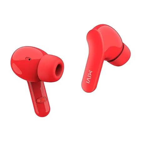 Mivi Duopods A25 Bluetooth Truly Wireless in Ear Earbuds with Mic with 40Hours Battery 13Mm Bass Drivers Made in India with Immersive Sound Quality Voice Assistant Touch Control Red 