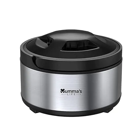 Mumma s LIFE Stainless Steel Thermoware Casserole with Lid for Roti Chapati Double Wall Insulated Hot Pot for Hot Meal Chapati Curry Set of 1 1500ML 