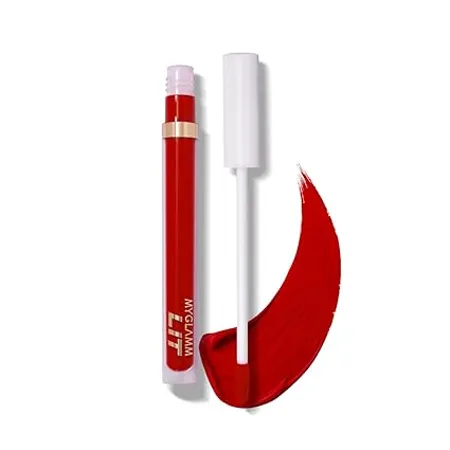MyGlamm LIT Liquid Matte Lipstick Cu46 Red 3 ml With Moringa Oil 12HR Long lasting Lipstick Cruelty Free Matte Lipstick