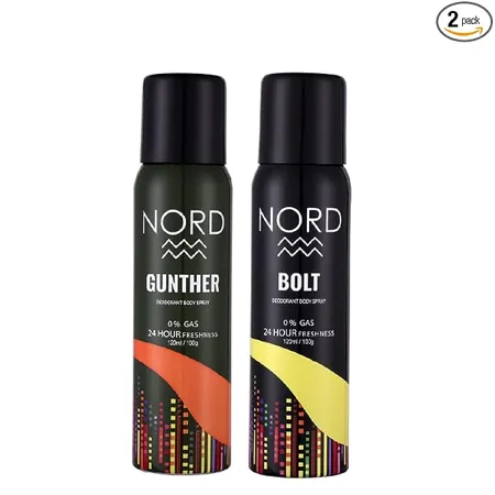 NORD Deodorant Body Spray Gunther and Bolt 120 ml each Pack of 2 