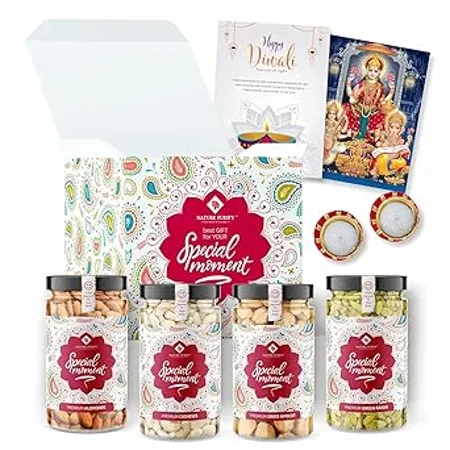 Nature Purify Combo with Gift Dry Fruits Premium Gift Hamper 400G Almond Cashew Green Raisins Apricot 100G Each