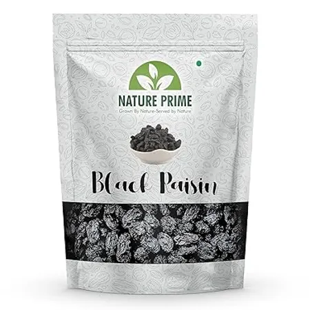 Nature prime Afghani Black Raisins 1 kg Kismis Rich in Iron Vitamin B Seedless Black Kishmish Healthy Snacks Dry Fruits